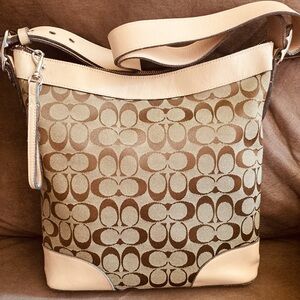 Vintage Coach Signature Slim Duffel Beige and Brown Shoulder Bag D6J-6346 EUC